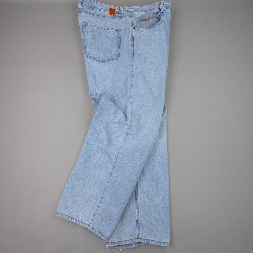 Empyre Jeans Mens 38x30 Light Wash Blue Denim Relaxed Baggy Skater Rave Logo